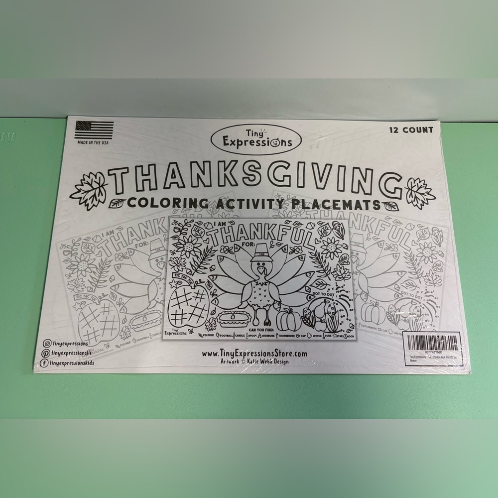 Tiny Expressions Thanksgiving Colouring Activity Placemats, Kids Colouring Pages